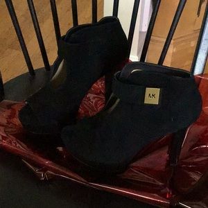 Michael Kors Black Suede Bootie Peep Toe